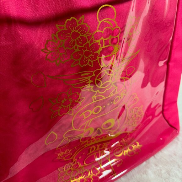 Ed Hardy Pink Tote beach travel bag Bag Gold Skull & Flowers Design "Do Or Die" - Picture 7 of 9